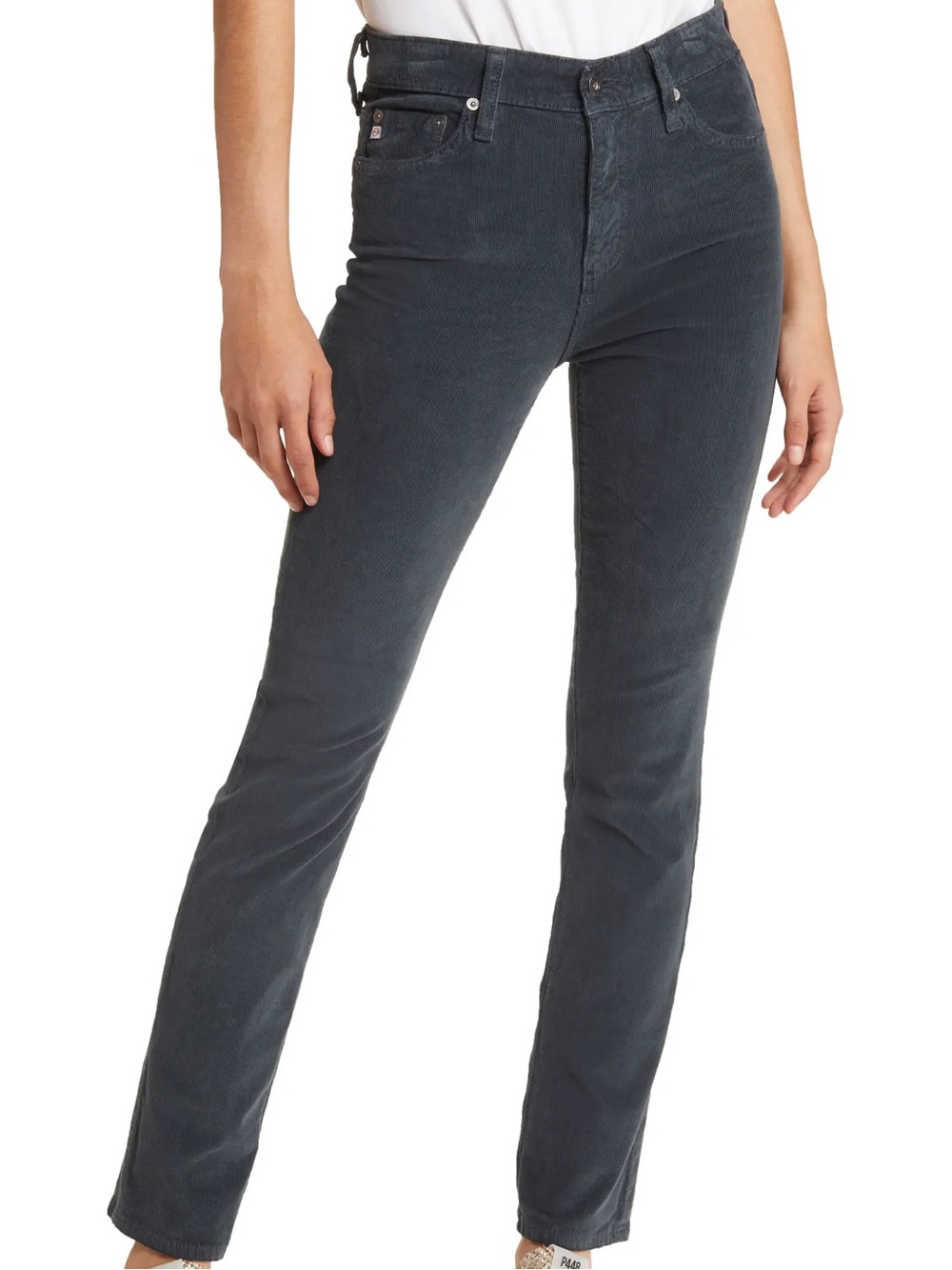 Ag Adriano Goldschmied 27 Gray Mari High Rise Slim Straight Corduroy Pants